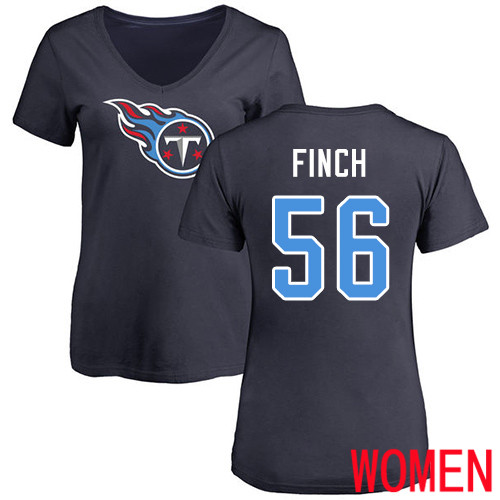 Tennessee Titans Navy Blue Women Sharif Finch Name and Number Logo NFL Football #56 T Shirt